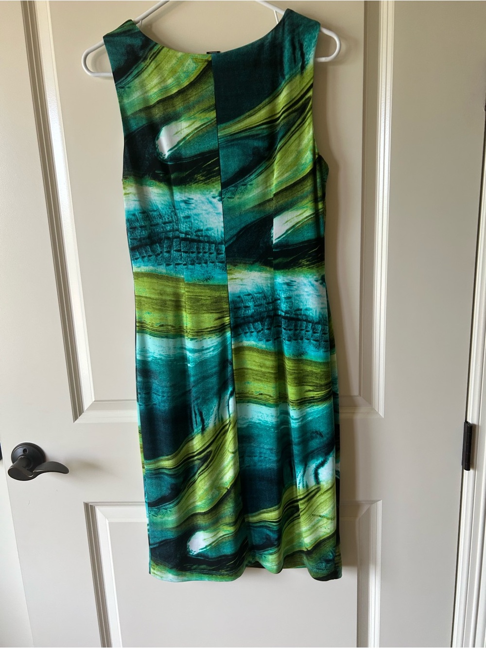 Frank Lyman Design Teal and Green Printed Midi Dress sleeveless - pull on- size8
